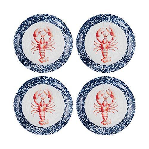 UPware 4-Piece Lobster Melamine 6 Inch Serving Plates-Appetizer Plates-Dessert Plates