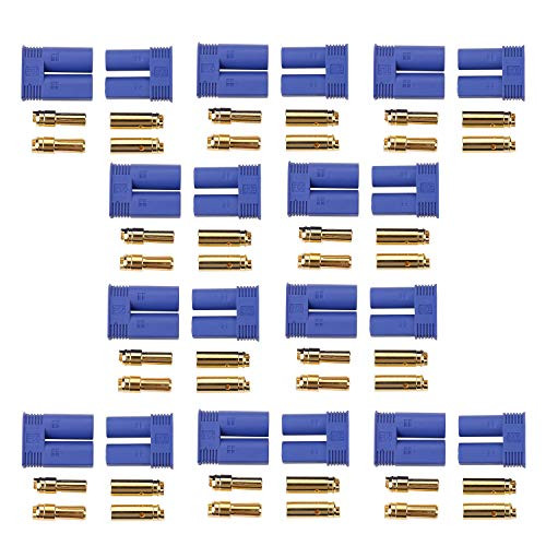 10 Pairs EC5 Battery Connector Plugs - iGreely EC5 Male Female 5mm Bullet Banana Gold Connector for RC ESC LIPO Battery
