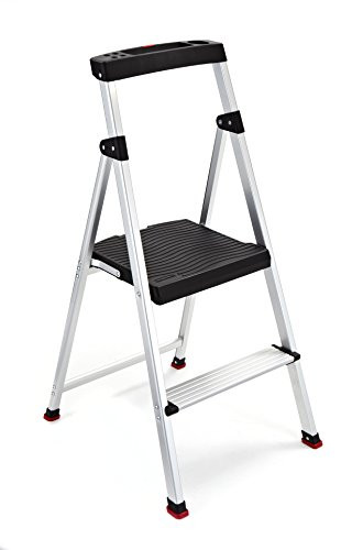 Rubbermaid RMA-2 2 Lightweight Aluminum Step Stool with Project Top 225-pound Capacity Silver
