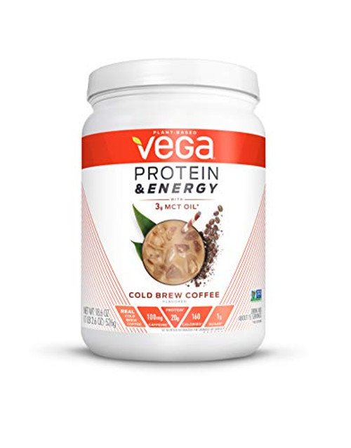 Vega Protein and Energy Cold Brew Coffee Plant Based Coffee Protein Powder - Vegan Protein Powder Keto-Friendly MCT Oil Gluten Free Dairy Free Soy Free Non GMO -15 Servings 1lb 2.6oz- Vega Protein and Energy Cold Brew Coffee Plant Based Coffee Protein Powder - Vegan Protein Powder Keto-Friendly MCT Oil Gluten Free Dairy Free Soy Free Non GMO -15 Servings 1lb 2.6oz-