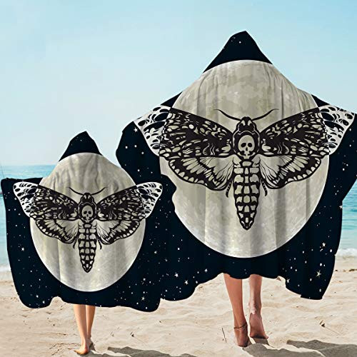 Sleepwish Death Moth Hooded Beach Towel Hawk Moth Skull Sherpa Fleece Blanket Black Galaxy Star Print Blankets for Beach -Adults 1 Piece- Sleepwish Death Moth Hooded Beach Towel Hawk Moth Skull Sherpa Fleece Blanket Black Galaxy Star Print Blankets for Beach -Adults 1 Piece-