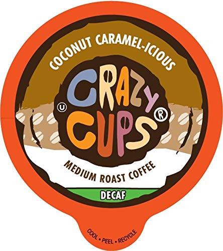 Crazy Cups Decaf Flavored Coffee, Decaf Coconut Caramelicious, Single Serve Cups For Keurig K Cup Brewers including the Keurig 2.0, 22 Count