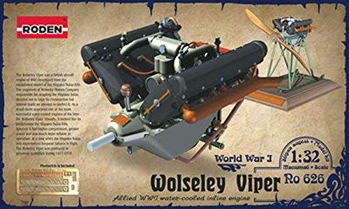Wolseley Viper Aircraft Engine 33mm 1-32 Scale Plastic Model Kit Roden 626