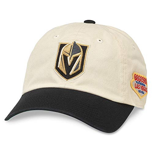 American Needle Vegas Golden Knights United Slouch Ivory-Black Adjustable Strapback Hat
