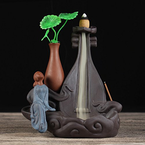 Mangetal Porcelain Incense Burner, Incense Stick Holder Incense Cones Burner Ceramic Backflow Incense Burner with 10 Free Cones Home Decoration Handicraft Gift Backflow Incense Holder Blue Women Mangetal Porcelain Incense Burner, Incense Stick Holder Incense Cones Burner Ceramic Backflow Incense Burner with 10 Free Cones Home Decoration Handicraft Gift Backflow Incense Holder Blue Women