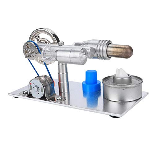 Hot Air Stirling Engine Model T Shape Hot Air Stirling Engine with LED Light Micro-Generator Mini Steam Engine Model Generator Kit Educational Toy for Kids and Adults