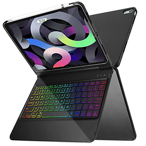 Keyboard Case for iPad Air 4th Generation 2020 10.9 inch-iPad Pro 11 inch 2018 iPad Keyboard Case with Pencil Holder Backlit Colors Slim Keyboard Case for iPad Air 4 Gen 10.9 2020 iPad Pro 11 2018
