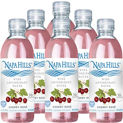 Napa Hills Wine Antioxidant Water - Cherry Flavored Wine Water Non-Alcoholic Resveratrol Enriched Drink - Cherry Rose 6 Pack - No Wine Taste No Carbs No Calories Sugar Free Napa Hills Wine Antioxidant Water - Cherry Flavored Wine Water Non-Alcoholic Resveratrol Enriched Drink - Cherry Rose 6 Pack - No Wine Taste No Carbs No Calories Sugar Free