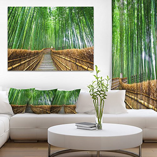 Designart PT8622-20-12 Path to Bamboo Forest-Landscape Photo Canvas Print-20x12 12" H x 20" W x 1" D 1P Green Designart PT8622-20-12 Path to Bamboo Forest-Landscape Photo Canvas Print-20x12 12" H x 20" W x 1" D 1P Green