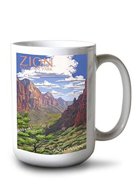 Lantern Press Zion National Park Utah Zion Canyon View 43118 -15oz White Ceramic Mug- Lantern Press Zion National Park Utah Zion Canyon View 43118 -15oz White Ceramic Mug-