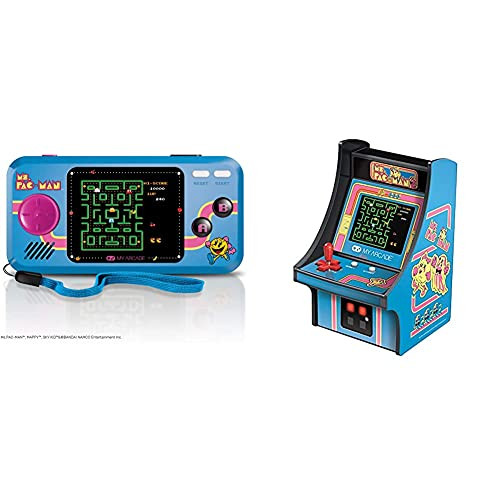 My Arcade Pocket Player Handheld Game Console- 3 Built in Games Ms. Pac-Man Sky Kid Mappy  and  Micro Player Mini Arcade Machine- Ms. Pac-Man Video Game Fully Playable 6.75 Inch Collectible