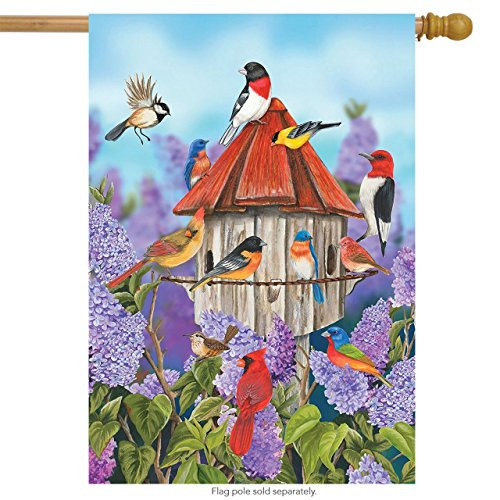 Briarwood Lane Birds and Lilacs Spring House Flag Cardinals Bluebirds 28" x 40"