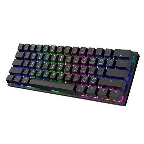 STOGA 60 percent Mechanical Gaming Keyboard RGB Small Compact 61-Key USB-C Wired Brown Switch Mini Gaming-Office Portable Computer Keyboard -Black-