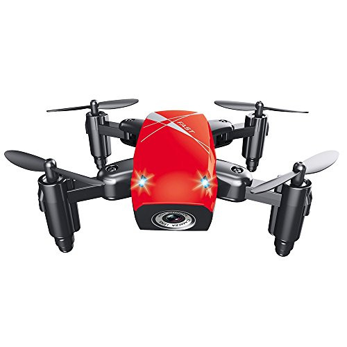EISHOW S9 Micro Foldable RC Quadcopter Drone RTF 2.4GHz Wireless Remote Control 4CH 6-axis Gyro-Headless Mode-One Key Return - 3D Rollover -Red WiFi FPV 0.3MP Camera  plus Altitude Hold-