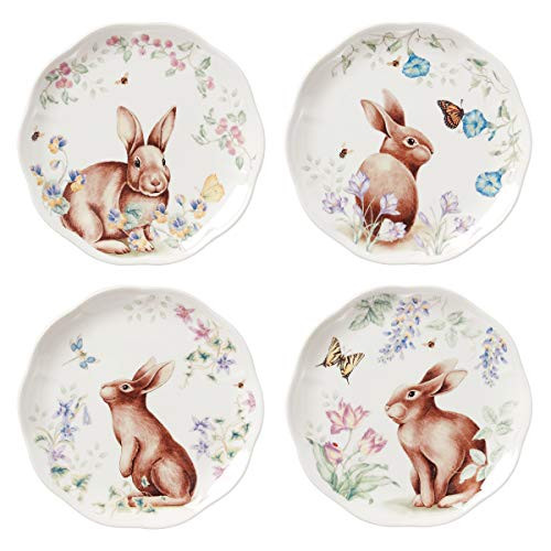 Lenox Butterfly Meadow Bunny 4-Piece Accent Plate Set 3.95 LB Multi