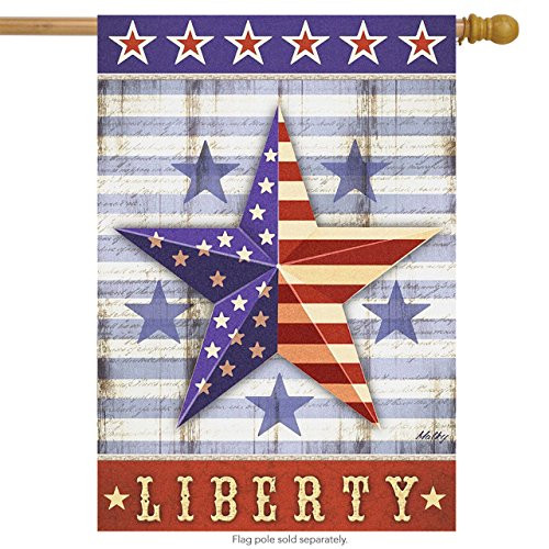 Briarwood Lane Liberty Star Primitive House Flag Patriotic 4th of July 28" x 40"