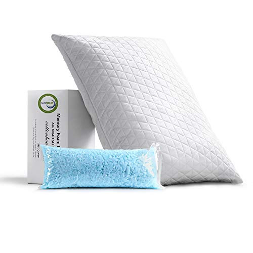 COTTONHOUSE Bed Pillow with Shredded Memory Foam - Adjustable Loft Sleeping Pillow with Cooling Bamboo Washable Zipped Cover Queen Size COTTONHOUSE Bed Pillow with Shredded Memory Foam - Adjustable Loft Sleeping Pillow with Cooling Bamboo Washable Zipped Cover Queen Size