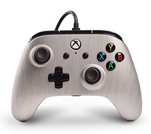Xbox One Enhanced Wired Controller-Gamepad-Rumble-Brushed Aluminum-Powera -Xbox One- - Xbox