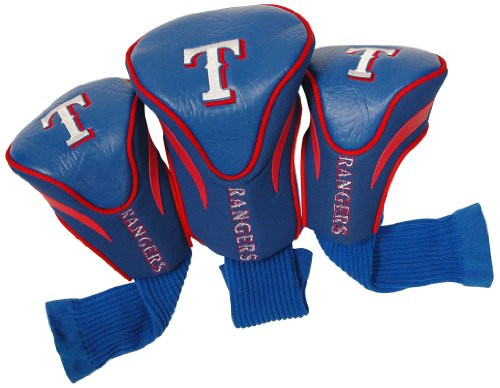 Team Golf MLB Texas Rangers Contour Golf Club Headcovers -3 Count- Numbered 1 3  and  X Fits Oversized Drivers Utility Rescue  and  Fairway Clubs Velour lined for Extra Club Protection