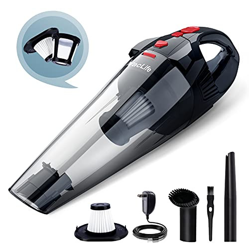 VacLife Handheld Vacuum Cyclone Hand Vacuum Cleaner Cordless for Car  and  Home Red -VL706-