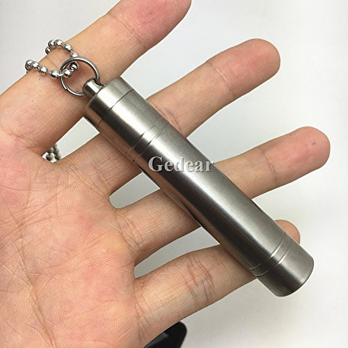 TIKING Titanium Toothpick Holder Cigarette Filter Case Pill Box Waterproof Storage Case + a 600mm Stainless Necklace