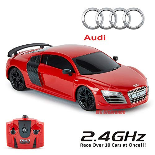 Audi R8 Gt RC Car Radio Remote Controlled Model Car 1: 24 Scale 2.4Ghz Race Over 10 Cars at Once! - Red