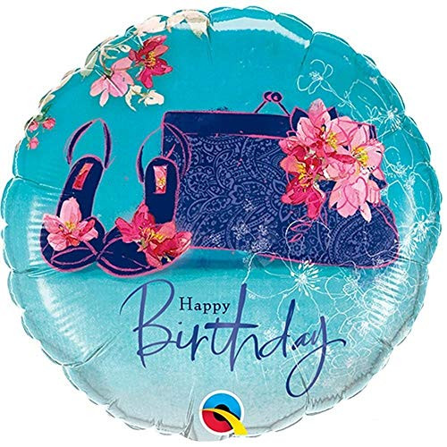 Qualatex 45362 18" Round Birthday Shoes and Handbag Foil Balloon 01ct