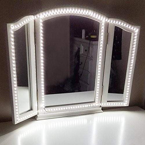 GVR LED Vanity Mirror Lights Kit Flexible Make-up Mirror Light Strip for Vanity Makeup Table Set with Dimmer and Power Supply, DIY Hollywood Style 13ft/4m 240 LEDs Daylight White 6500K Mirror Light GVR LED Vanity Mirror Lights Kit Flexible Make-up Mirror Light Strip for Vanity Makeup Table Set with Dimmer and Power Supply, DIY Hollywood Style 13ft/4m 240 LEDs Daylight White 6500K Mirror Light