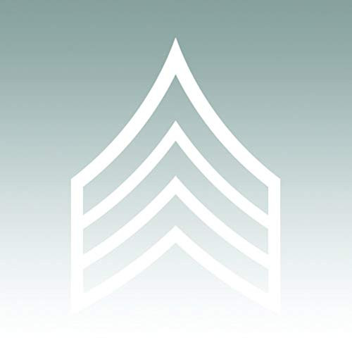 E-5 Sergeant Rank Sticker - Decal - Die Cut - SGT OR-5 E5 US Army - White 1.50" x 2.00"