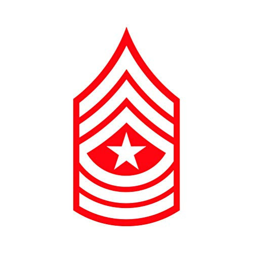 E-9 Sergeant Major Rank Sticker - Decal - Die Cut - SGM OR-9 E9 US Army - Red 1.50" x 2.81"