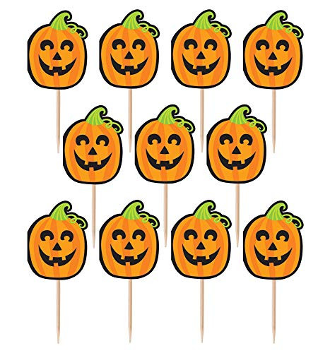 Halloween Jack-O-Lantern Cupcake Party Picks ~ Pack of 36 Picks