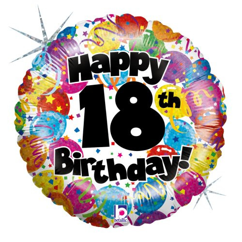 Betallic 18th Birthday Party Holo Balloon Package 18" Multicolor