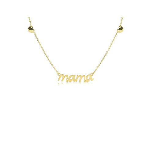 14k Gold Plated 925 Sterling Silver "Mama with Heart" Pendant Necklace Length161718