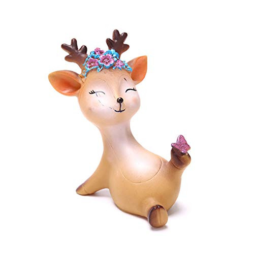 ZHUZI Baby Deer Figurines Cake Toppers Fawn Doe Figurines Toys Mini Cute Cake Decor DIY Miniatures Animal Figurine Sika Deer-E-