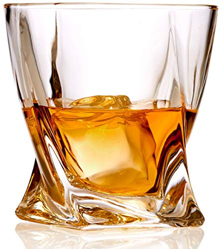 Whiskey Glasses Set of 6 - Lead Free Crystal Old Fashioned Glasses  Tumbler Rock Glass for Scotch Bourbon and Whisky - 10 Ounce Liqueur & Spirits Glasses