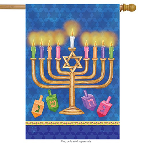 Briarwood Lane Happy Hanukkah House Flag Holiday Menorah 28" x 40"