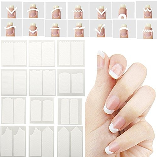 Mayplus 15 Styles Nail Art Stencils French Tip Guides Stickers Form Fringe Guides French Manicure Nail Art Stickers Self-adhesive