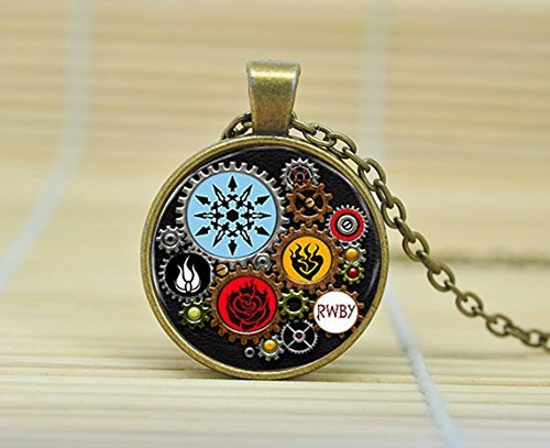 Rwby Or Jnpr Inspired Steampunk Pendant Necklace Glass Cabochon Necklace