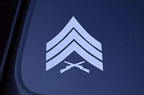 USMC Marine E-5 Sergeant Insignia Sticker Vinyl Decal Pick Color  and  Size SGT. Military Choose Color-Size V329 -3" X 3.25" Blue-