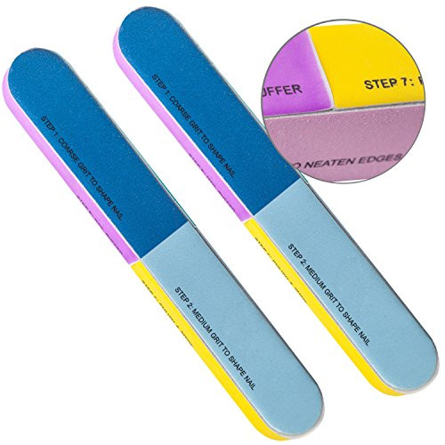 Set-Kit-Lot of 2pcs Nail Art Manicure and Pedicure Tools With 7 Steps Nails Buffers-Buffing-Sanding-Polishing Blocks-File-Filers