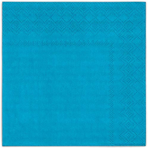 DecorRack 48 Small Paper Napkins Soft Absorbent Luncheon Napkins Cocktail Birthday Party Napkins Turquoise -Pack of 48-