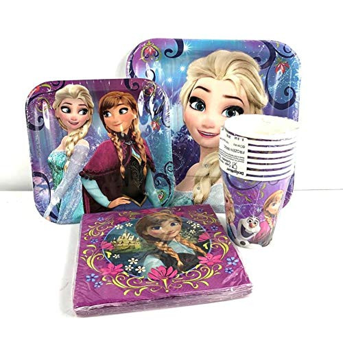 Disney Frozen Elsa & Anna Value Pack Birthday Party for 8 guests ( Plates, Cups, Napkins)