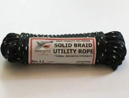 Utility Cord, Utility Rope, Solid Braid, 3/8" x 100', 12, Black w/White