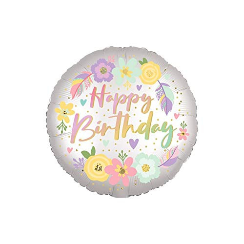 Anagram 17" Boho Birthday Satin Flowers Foil Balloon Multicolor Anagram 17" Boho Birthday Satin Flowers Foil Balloon Multicolor