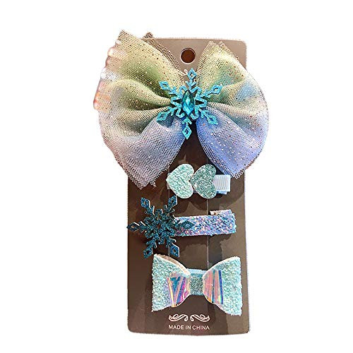 1 Set Chiffon Bow Hair Clips Cute Girls Children Sweet Snowflake Hairpin Set Cartoon Kids Barrette Fashion Hair Accessories-G-