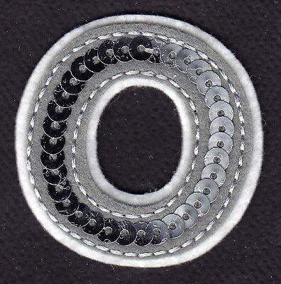 Letters - Silver Sequin 2' Letter 'O' - Iron On Embroidered Applique