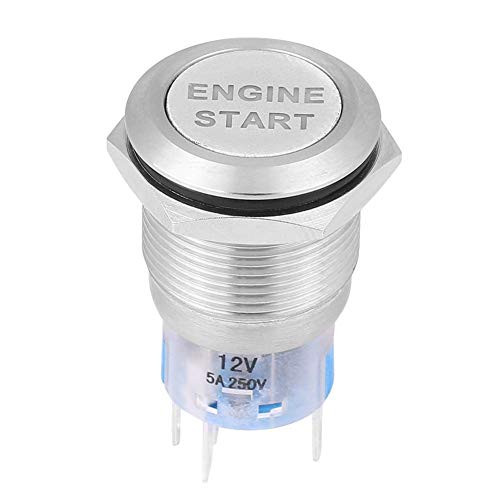 Fydun Ignition Switch 12V Waterproof Car Engine Start Push Button Switch Ignition Starter-Stainless Steel Silver case-
