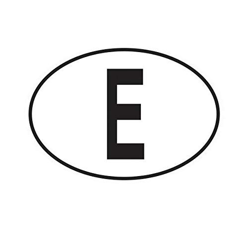 EW Designs E Spain Country Code Oval Sticker Decal Vinyl Spanish Euro Bumper Sticker Vinyl Sticker Car Truck Decal 5"