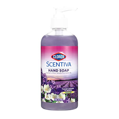 Clorox Scentiva Liquid Hand Soap 14 oz Liquid Hand Wash with Aloe Vera Vitamin B5 BleachFree Scented Hand Soap for Kitchen or Bathroom Tuscan Lavender  and  Jasmine 1 Count