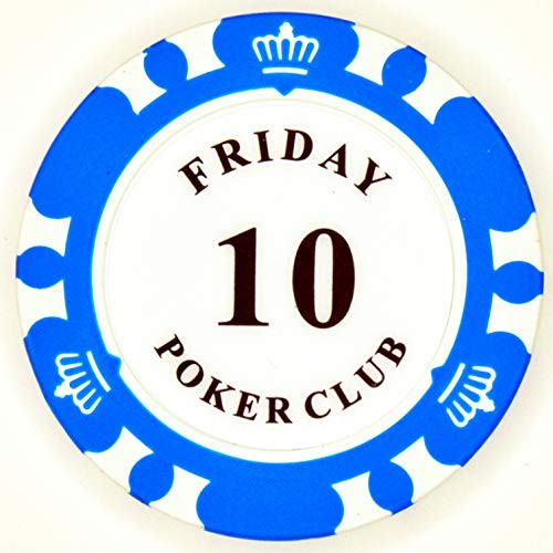 Friday  25 Individual Poker Chip -14g Clay Chip- for Texas Holdem Card Game -Blue 10-